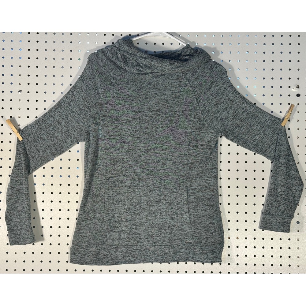 Hello Mello Carefree Threads Cowl Neck Sweatshirt Heather Gray Space Dye Medium